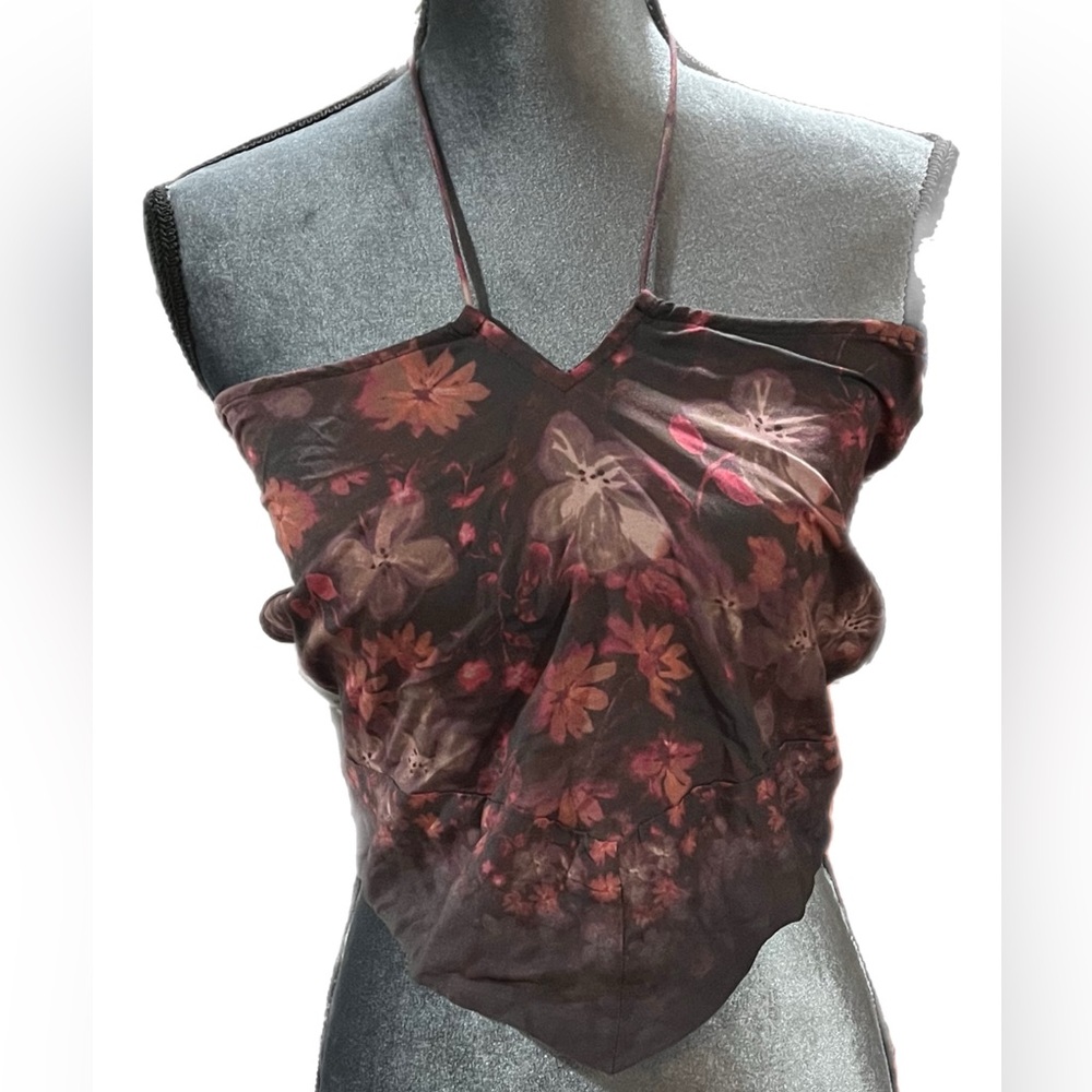 NWOT! Free People Pink Floral Convertible Halter top, Size XL